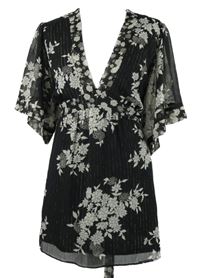 Dámská černá květovaná šifonová plážová tunika Debenhams 