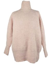 Dámský světlerůžový svetrový vlněný oversize rolák Zara 