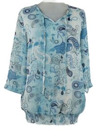 Dámska světlemodro-modrá vzorovaná šifónová blúzka Dress In
