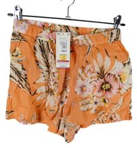Nové - Dámske oranžové kvetované kraťasy M&S