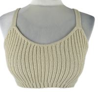 Dámský béžový pletený crop top PrettyLittle Thing