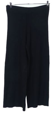 Dámske čierne pletené rebrované culottes nohavice