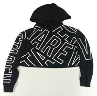 Čierna crop mikina s písmeny a kapucňou zn. Decathlon