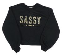 Čierna crop mikina s nápisom Lipsy London