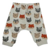 Bílo-béžové melírované baggy tepláky se zvířátky Matalan