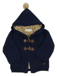 Tmavomodrý zateplený propínací svetr s kapucí mayral