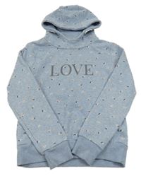 Modrá kvetinová mikina s nápisom a kapucňou Yigga