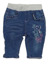 Modré teplákové rifle se srdíčkem a hvězdami ERgee