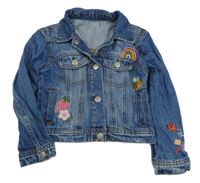 Modrá riflová bunda s obrázky Nutmeg