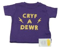 Nové - Tmavofialové tričko so zlatými nápisy