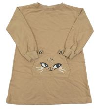 Béžová šatová mikina s kočkou H&M