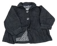 Tmavomodrá riflová podšitá bunda s knoflíky