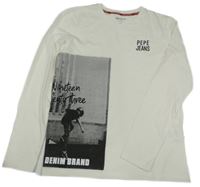 Bílé triko se skateboardistou Pepe Jeans