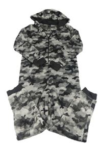 Sivá army chlpatá kombinéza s kapucňou C&A