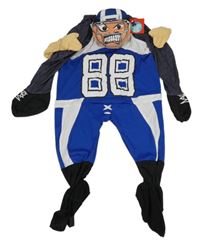 Nové - Kockovaným - Modro-biele nohavice s hráčem rugby Morph costumes
