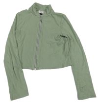 Světlekhaki rebrovaná prepínaci crop mikina RIVER ISLAND