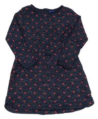 Tmavomodré pletené šaty so srdiečkami Lupilu