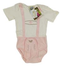 Nové - Bílo-světlerůžové body s výšivkou 