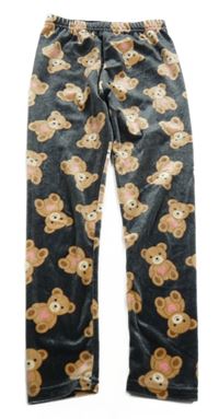 Antracitové zamatové legíny s medvedíkmi