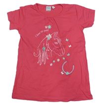 Růžové tričko s koněm 