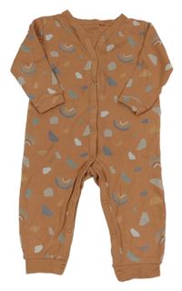 Béžovooranžový žebrovaný overal se vzorem Next