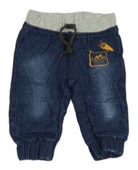 Tmavomodré teplákové cuff jogger rifle s nápisom Ergee