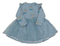 Svetlomodré rebrované šaty s Elsou a tylovou sukní Primark