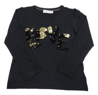 Čierne tričko s překlápěcími flitre Minoti