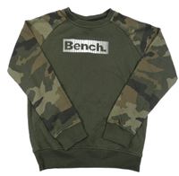 Tmavokhaki-army tepláková mikina s logom Bench