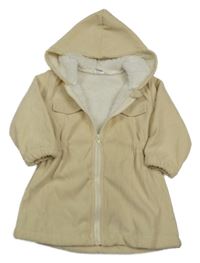 Béžová menšestrová zateplená parka s kapucňou