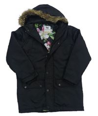 Čierna šušťáková zimná bunda s kapucňou Hype