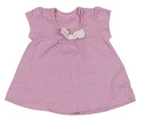 Ružové bavlnené šaty s mašličkou zn. M&S
