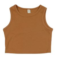 Skořicový rebrovaný crop top Shein