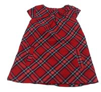 Červeno-tmavomodro-biele kockované šaty s mašlou H&M
