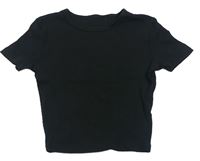 Čierne rebrované crop tričko