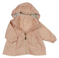 Broskvová plátěná podzimní parka s kapucí H&M