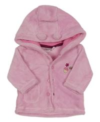 Růžová chlupatá bunda s žaludem a kapucí Ergee 