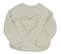 Smotanová chlpatá mikina so srdiečkom Okaidi