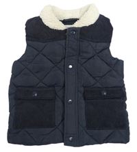 Tmavomodrá prošívaná šusťáková zateplená vesta Matalan 