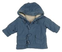 Modrošedý fleecový zateplený kabátek s kapucí George 