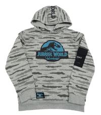 Šedá vzorovaná mikina Jurský Svět s kapucí Primark