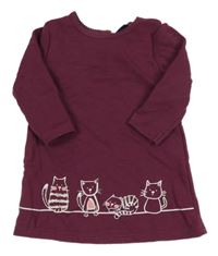 Purpurové teplákové šaty s kočičkami Lupilu 