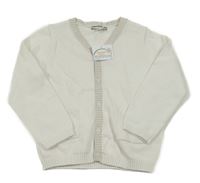 Nové - Biely prepínaci sveter s sivymi pruhmi Vertbaudet