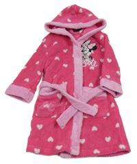 Růžový chlupatý župan s Minnií a kapucí Disney
