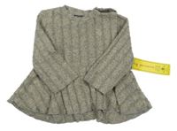 Nové - Béžovo-sivý melírovaný žebovaný sveter Shein