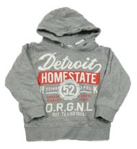 Sivá mikina s nápismi a kapucňou C&A