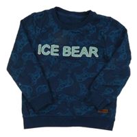 Tmavomodrá mikina s dinosaurami a nápisom Jako-o