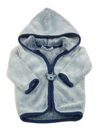 Světlemodrá chlupatá propínací mikina s kapucí Ergee