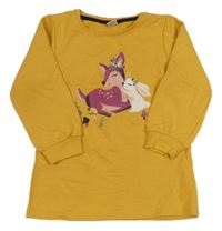 Horčicová mikinová tunika so srnkou Kiki&Koko