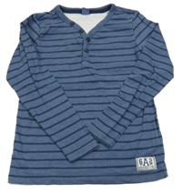 Modro-tmavomodré pruhované tričko s gombíky Dopodopo